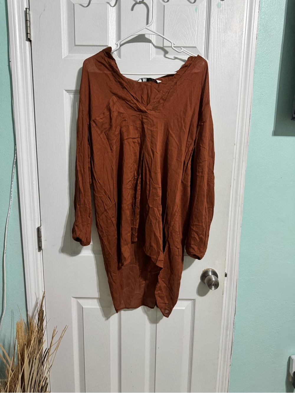Zara Rust Brown Long Sleeve Tunic Dress